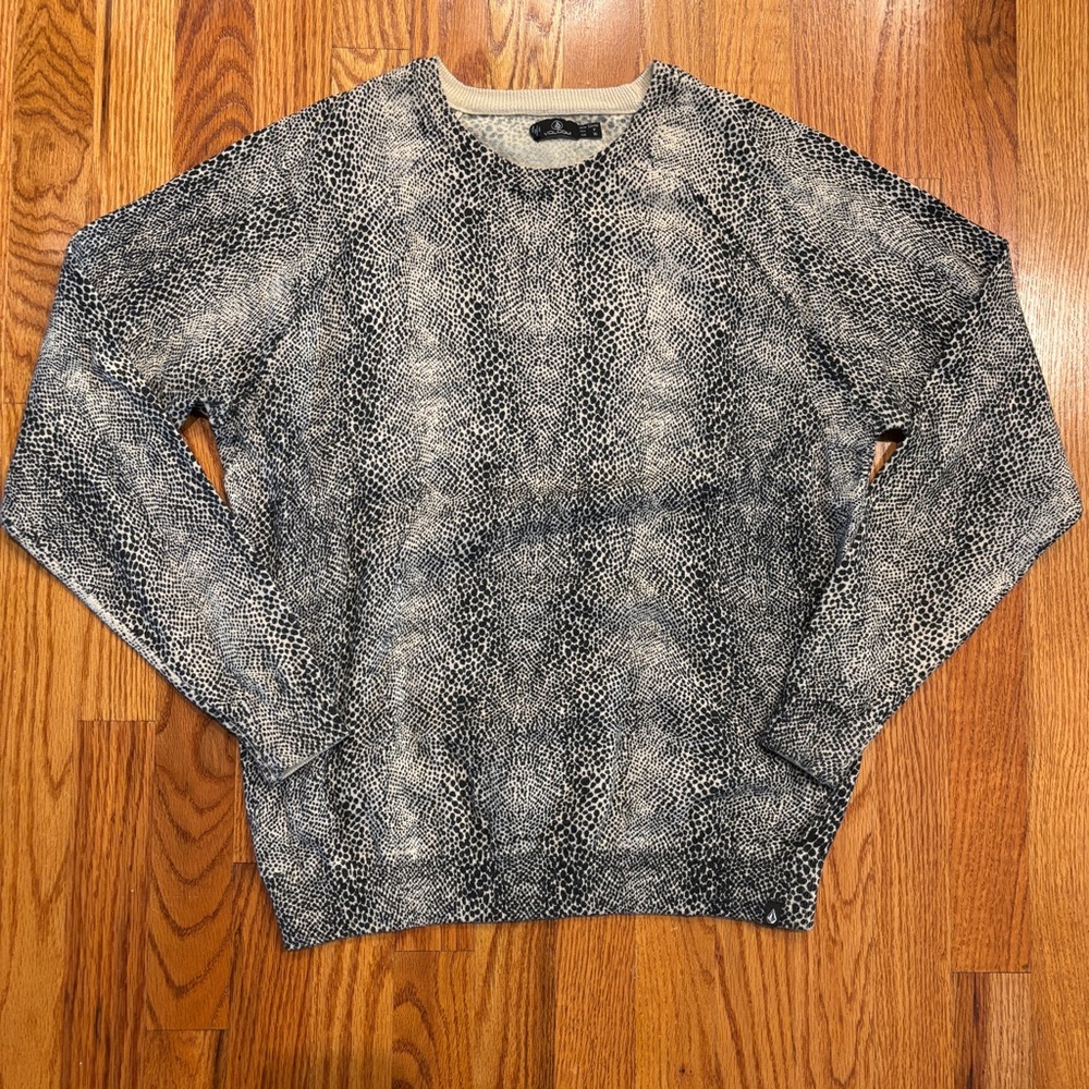 Volcom animal print tan and black crewneck sweater